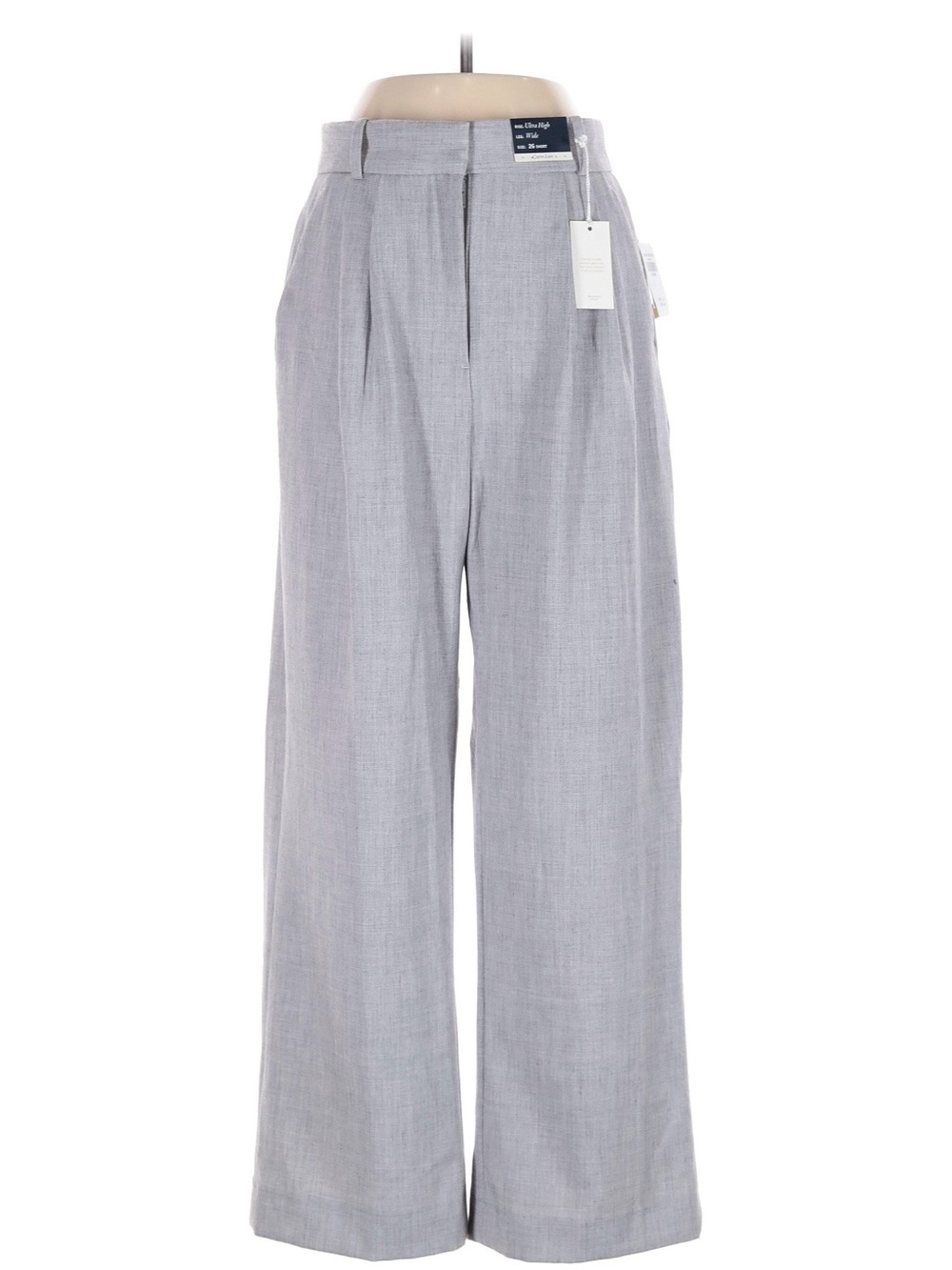 Abercrombie & Fitch Light Gray Wide-Leg High-Waist Trousers